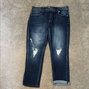 Dark Blue Distressed Women's Jeans